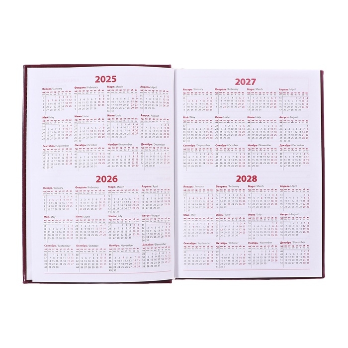 Ежедневник недатированный А5, 160 листов "Небраска", перфорация углов, бордовый