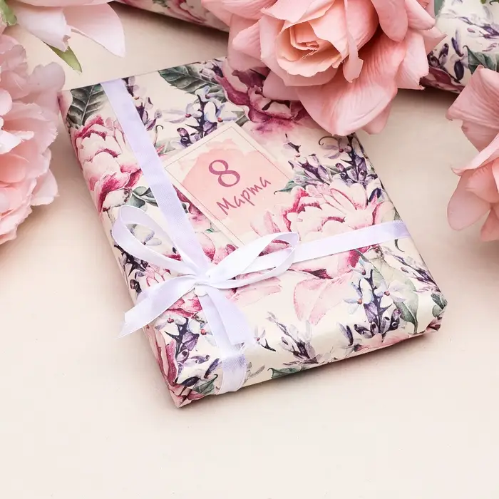 Бумага упаковочная, крафт &laquo;С 8 Марта! &raquo;, 60&times;90 см