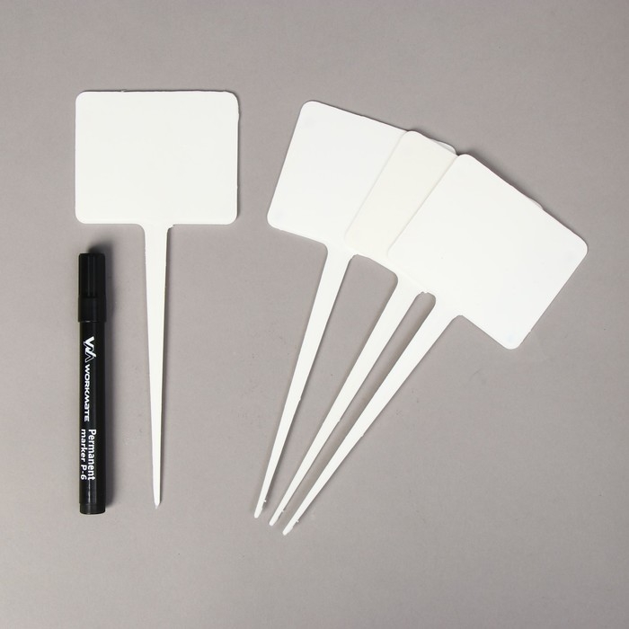 Таблички садовые для маркировки, 22 см, с маркером, набор 8 шт., пластик, белые