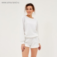 Пижама женская (свитшот, шорты) MINAKU: New happy, белая, размер 52