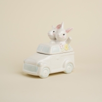 Конфетница керамическая SL Home &laquo;Лесные кролики&raquo;, 17&times;10,5&times;17 см, цвет белый