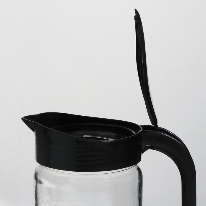 Кувшин &laquo;Амфора&raquo;, стеклянный, 1.5 л, с черной крышкой