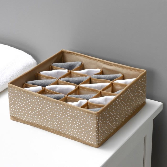 Органайзер для хранения белья Доляна Points, 16 ячеек, 27&times;25&times;10 см, цвет бежевый