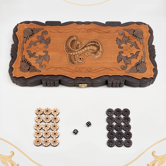 Нарды деревянные большие, резные, настольная игра "Змея", 45 х 45 см