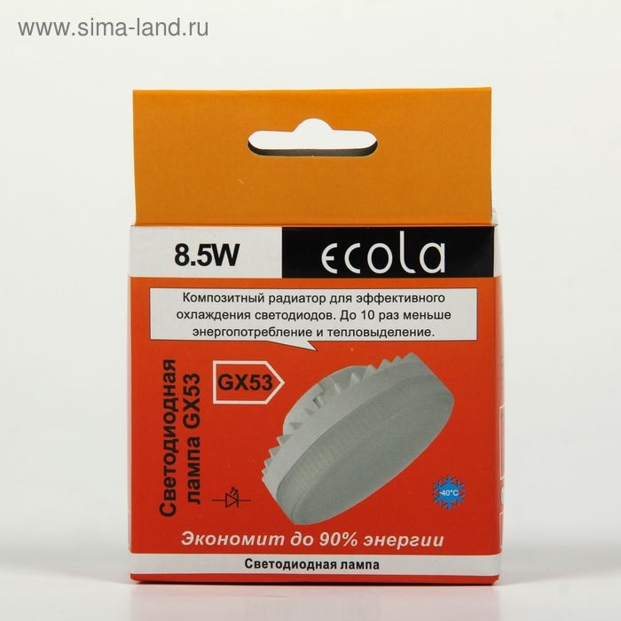 Лампа светодиодная Ecola, GX53, 8.5 Вт, 4200 K, 220 В, 27x75 мм, матовое стекло Лампа светодиодная Ecola, GX53, 8.5 Вт, 4200 K, 220 В, 27x75 мм, матовое стекло