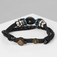 Браслет унисекс &laquo;Стиль&raquo; звезда в кругу, цвет чёрный с серебром, 21,5 см