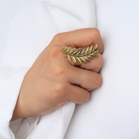 Кольцо &laquo;Лист&raquo; папоротник мини, цвет чернёное золото, безразмерное