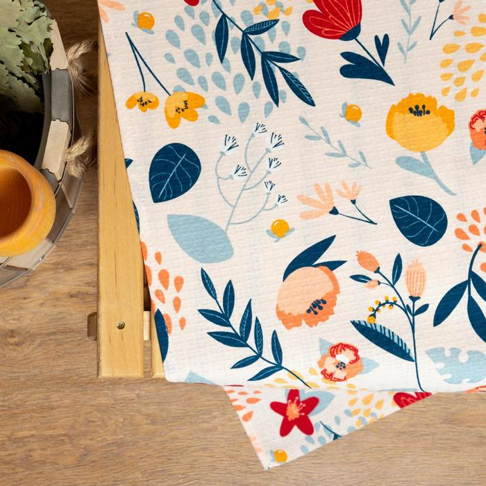 Простыня для бани &laquo;Цветочное поле&raquo; 150х180&plusmn;5 см, 100% хлопок, вафельное полотно, 160 гр/м2