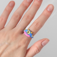 Кольцо &laquo;Монстрик&raquo; с четырьмя рожками, цвет голубой, безразмерное