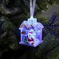 Ёлочная игрушка &laquo;Домик&raquo;, 7 см, от батареек, свечение мульти (RGB)