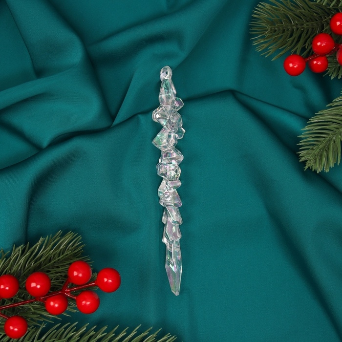 Ёлочная игрушка &laquo;Зимнее волшебство. Фигурная сосулька&raquo; пластик, 14х1 см, прозрачный