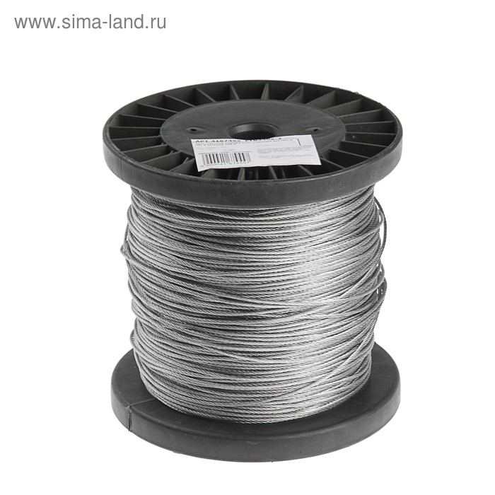 Трос стальной ТУНДРА krep, структура 6х7+FC, 2 мм, в катушке 200 м