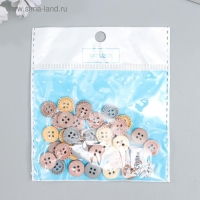 Пуговицы дерево для творчества 4 прокола "Стиль" набор 40 шт МИКС 1,2х1,2 см