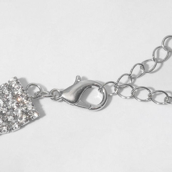 Колье &laquo;Водопад&raquo; волна, цвет белый в серебре, 25 см