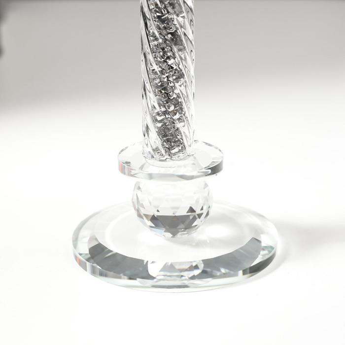 Подсвечник стекло на 1 свечу Подсвечник стекло на 1 свечу "Лотос на пьедестале" зелень голография 22,3х10,5х10,5 см