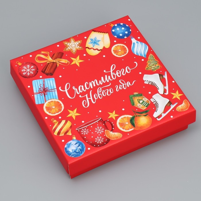 Коробка подарочная новогодняя складная &laquo;Счастливого Нового года&raquo;, 20 х 20 х 5 см, Новый год