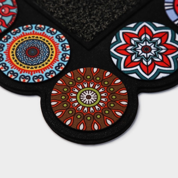 Коврик придверный Доляна &laquo;Глория&raquo;, с окантовкой, 46&times;75 см, цвет чёрный