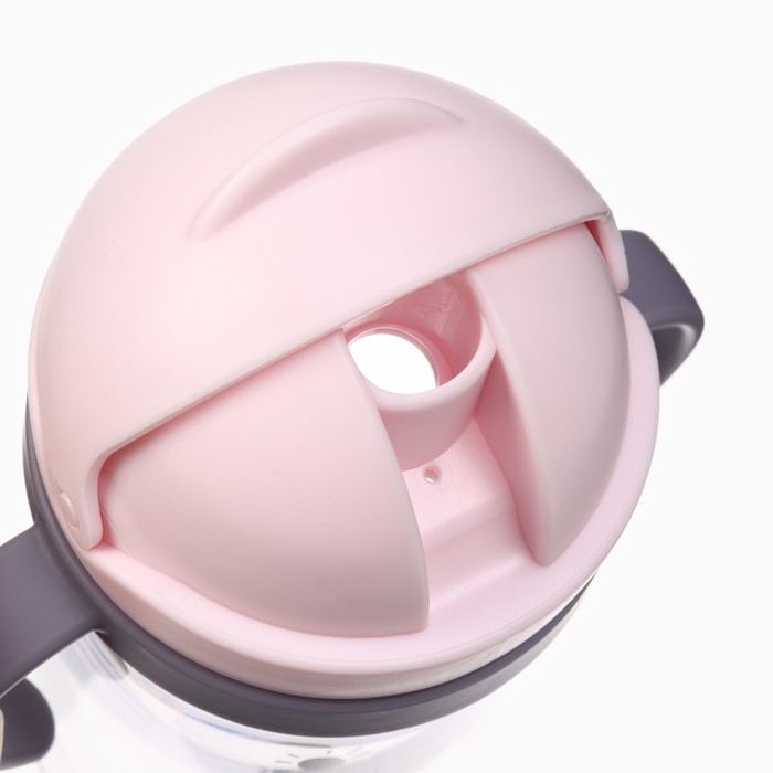 Поильник - непроливайка детский с силиконовой трубочкой и грузиком, от 9 мес., 350 мл., с ручками, цвет розовый, Крошка Я