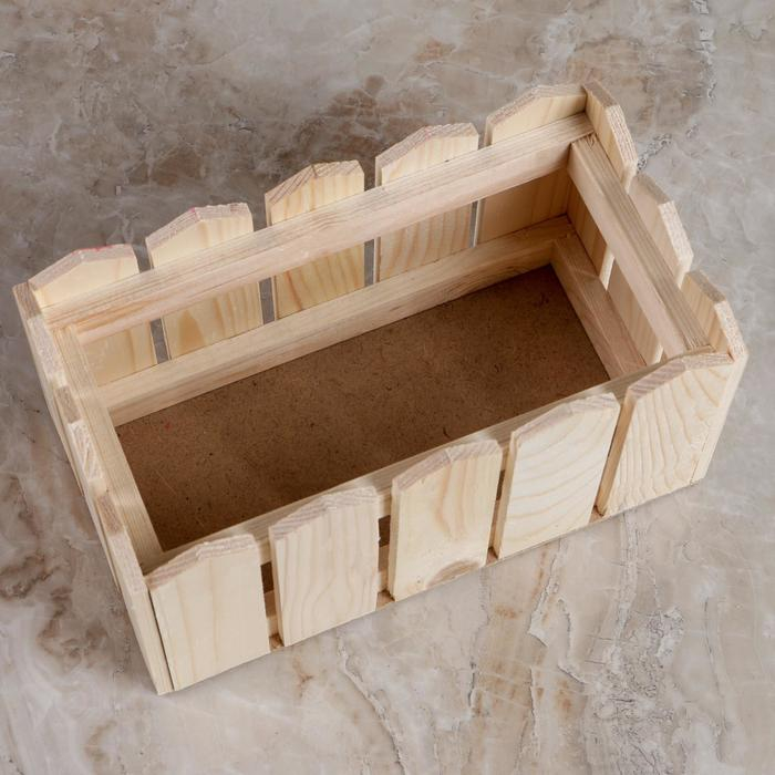 Кашпо деревянное 24×12×9 см Кашпо деревянное 24×12×9 см "Заборчик", натуральный Дарим Красиво