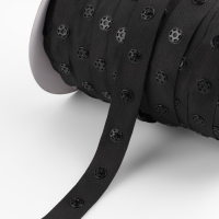 Тесьма с кнопками, 25-25 мм, 17 мм &times; 45 &plusmn; 1 м, цвет чёрный