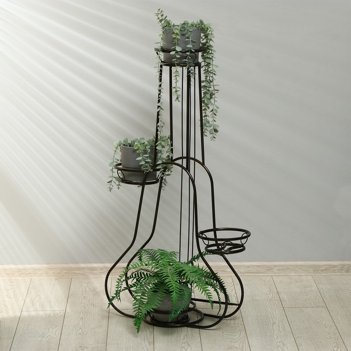 Подставка для цветов, напольная, на 4 горшка, d = 14 см, бронзовая, &laquo;Гитара&raquo;