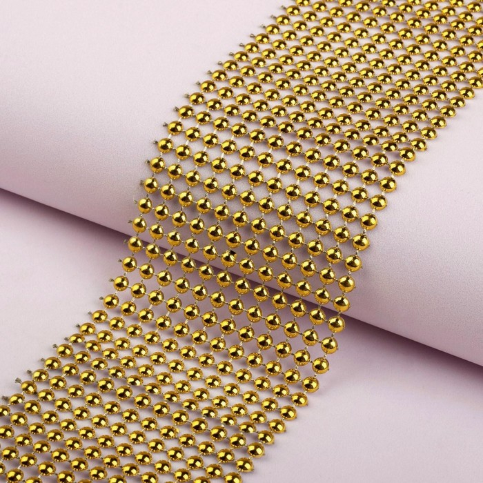 Лента с имитацией выпуклых страз, 5,75 см, 9 &plusmn; 1 м, цвет золотой