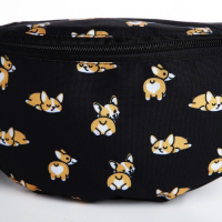 Сумка поясная &laquo;Корги&raquo;, 32х8х15 см, отдел на молнии, наружный карман, цвет чёрный