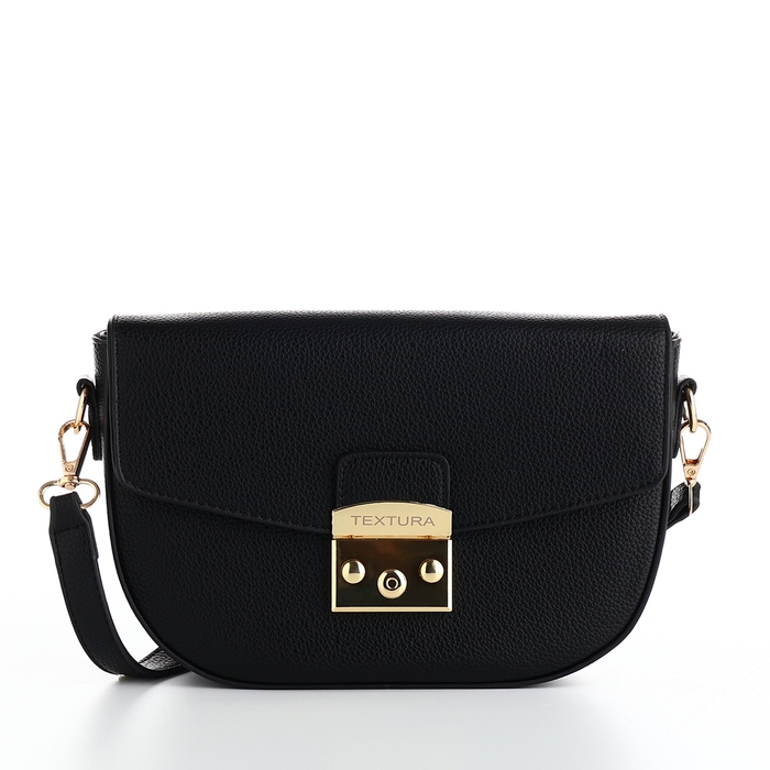 Сумка женская на клапане, TEXTURA, маленький размер, цвет чёрный Сумка женская на клапане, TEXTURA, маленький размер, цвет чёрный