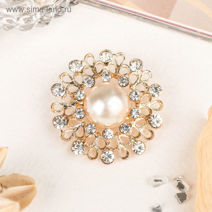 Брошь &laquo;Жемчужный цветок&raquo; плюмерия, цвет белый в золоте