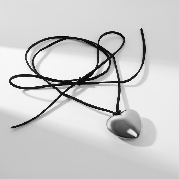 Чокер &laquo;Сердце&raquo; крупное, металлик, цвет чёрный в серебре, 60 см