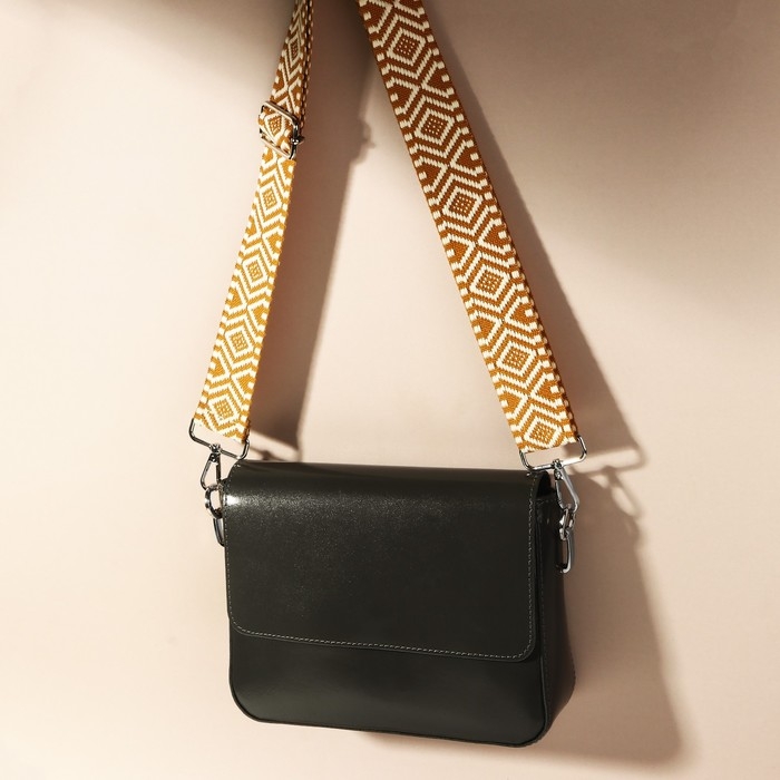 Ручка для сумки &laquo;Орнамент&raquo;, стропа, 135 &plusmn; 3 &times; 3,8 см, цвет горчичный