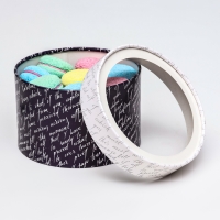 Коробка для макарун тубус с окном " Рукопись " 16 х 16 х 9 см Коробка для макарун тубус с окном " Рукопись " 16 х 16 х 9 см