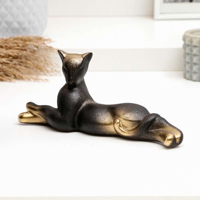 Фигура "Кот лежит" черный, 8х20см