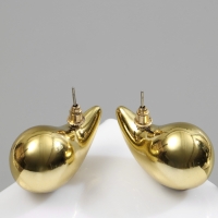 Серьги пластик &laquo;Капля&raquo; крупная, цвет золото