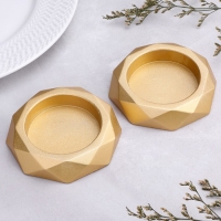 Подсвечник "Грани", набор 2 шт, 2,3х10 см, золото