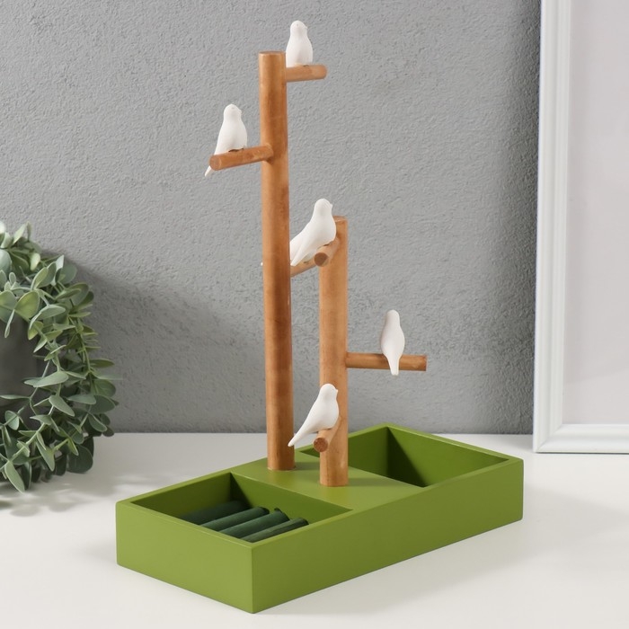 Сувенир дерево подставка для украшений Сувенир дерево подставка для украшений "Птички на дереве" зелёный 24х12х32 см