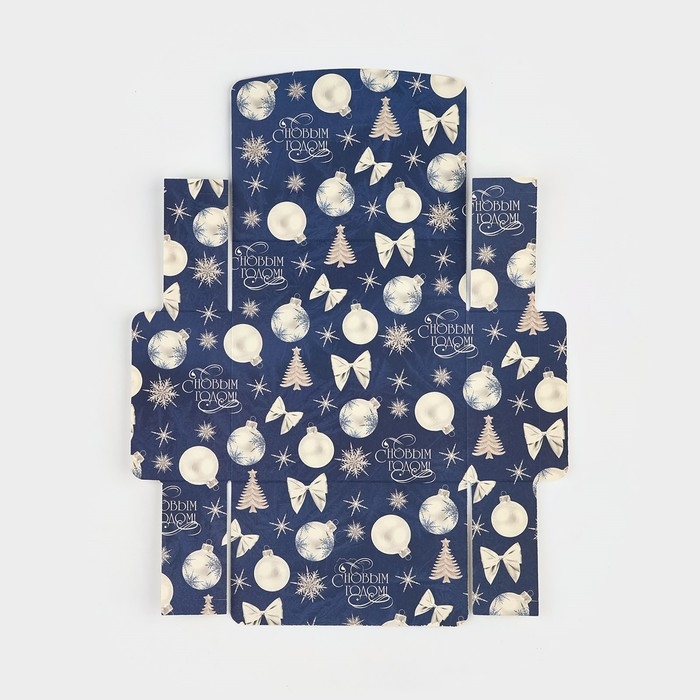 Коробка подарочная новогодняя складная двухсторонняя &laquo;Синяя сказка&raquo;, 16.5 х 12.5 х 5 см, Новый год