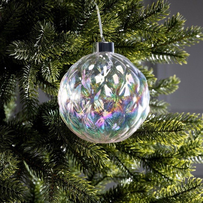 Елочная игрушка светодиодная Елочная игрушка светодиодная "Шар", d=12 см, 12 LED, ААх2, свечение тёплое белое