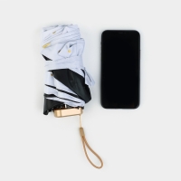 Зонт женский механический, 6 спиц, цвет белый в золотой горошек.