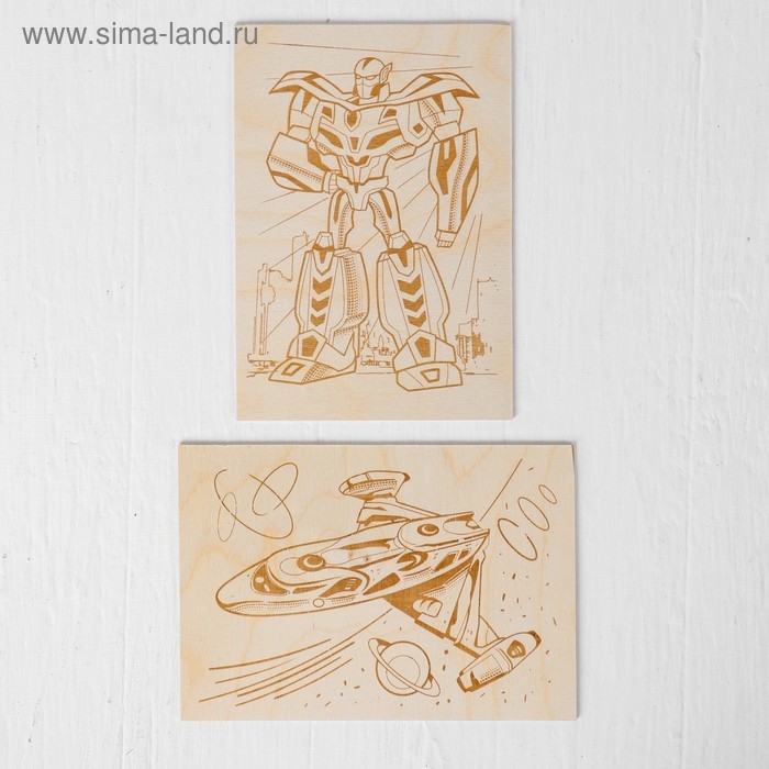 Доски для выжигания 2 шт. &laquo;Трансформер и космический корабль&raquo; блистер