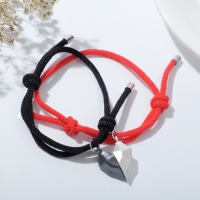 Браслеты &laquo;Неразлучники&raquo; на магните, половинки сердца, цвет чёрно-красный, 7 см