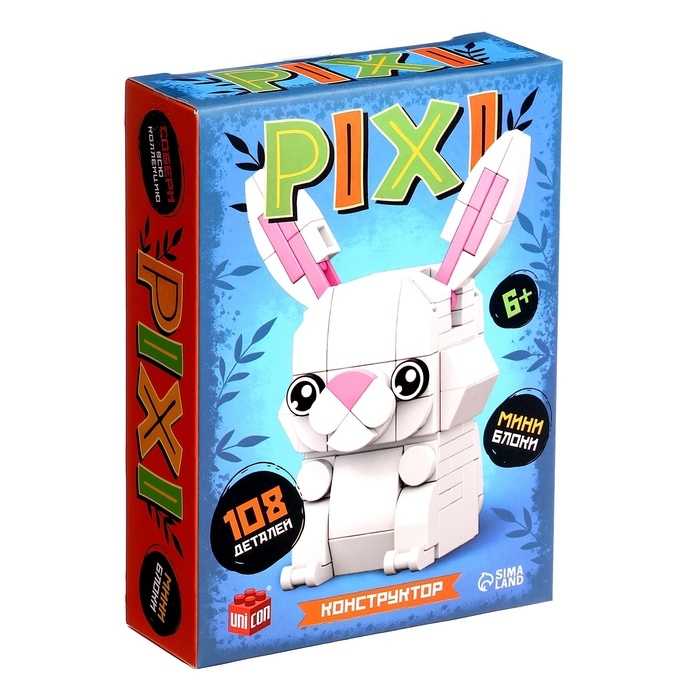 Конструктор &laquo;PIXI. Зайка&raquo;, мини блоки, 108 деталей