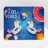 Серьги акрил &laquo;Единороги&raquo;, цветные в серебре