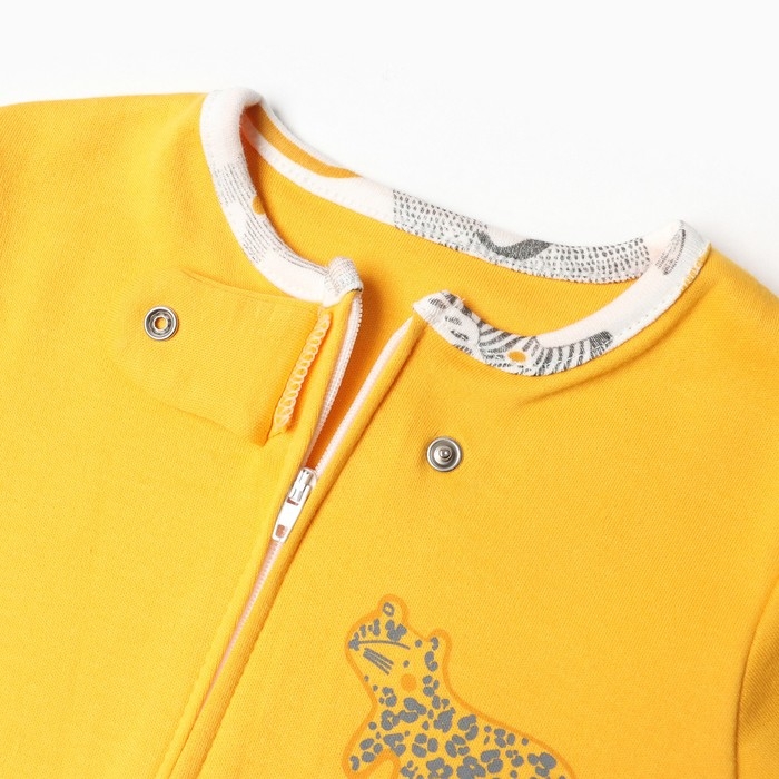 Комбинезон детский (3 шт.), цвет оранжевый/леопард/белый, рост 74 см