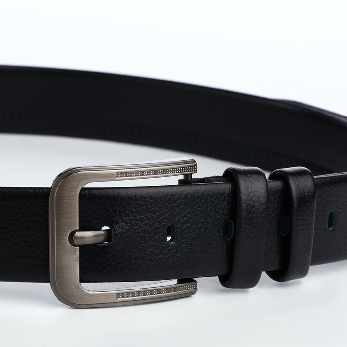 Ремень мужской, ширина 4 см, пряжка металл, цвет чёрный