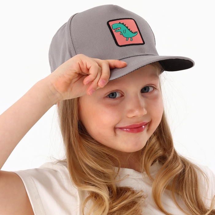Кепка детская для мальчика «Динозаврик», цвет серый, р-р 52-54, 5-7 лет Кепка детская для мальчика «Динозаврик», цвет серый, р-р 52-54, 5-7 лет