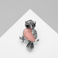 Брошь «Сова», цвет сиреневый в чернёном серебре Брошь «Сова», цвет сиреневый в чернёном серебре