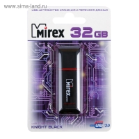 Флешка Mirex KNIGHT BLACK, 32 Гб, USB2.0, чт до 25 Мб/с, зап до 15 Мб/с, черная Флешка Mirex KNIGHT BLACK, 32 Гб, USB2.0, чт до 25 Мб/с, зап до 15 Мб/с, черная