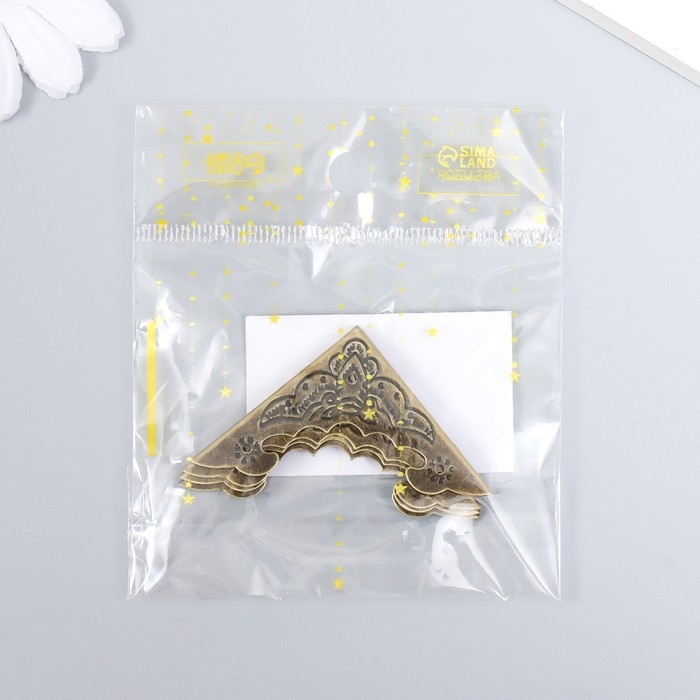 Уголок металл "Рельефный" бронза набор 4 шт 3,8х3,8 см