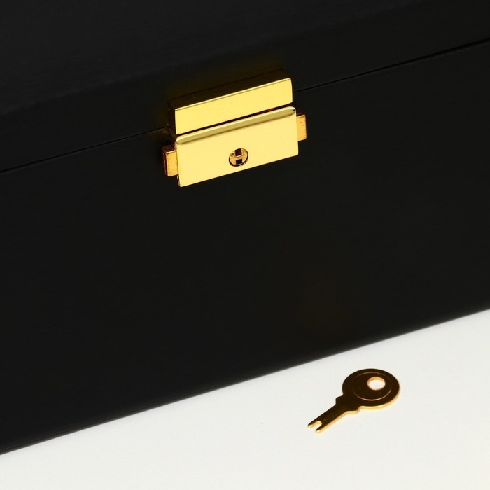 Подставка для украшений &laquo;Шкатулка&raquo; раздвижная с зеркалом, 17,5&times;14&times;13,5, цвет черный